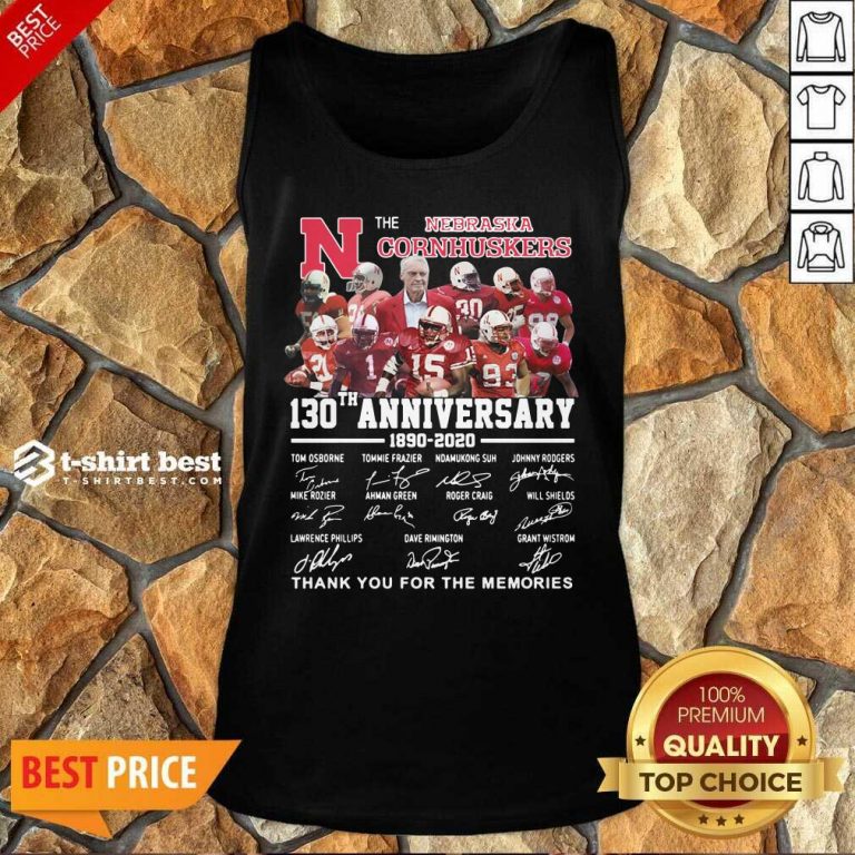 The Nebraska Cornhuskers 130th Anniversary 1890 2021 Signature Thank You For The Memories Tank Top - Design By 1tees.com