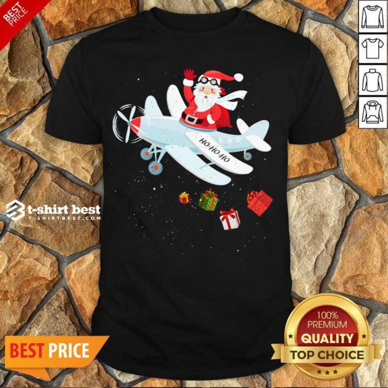 Hot Christmas Santa Claus Pilot Flying Airplane Xmas Gifts Shirt - Design By 1tees.com