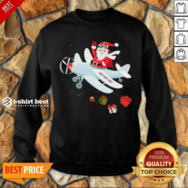 Christmas Santa Claus Pilot Flying Airplane Xmas Gifts Sweatshirt - Design By 1tees.com