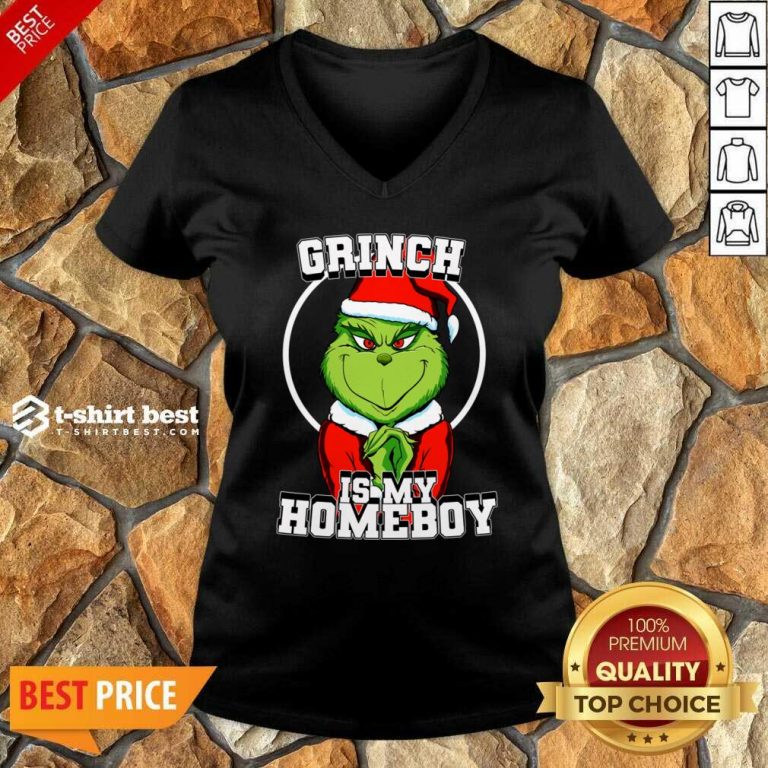 Grinch Is My Homeboy Merry Christmas V-neck - Design By 1tees.com