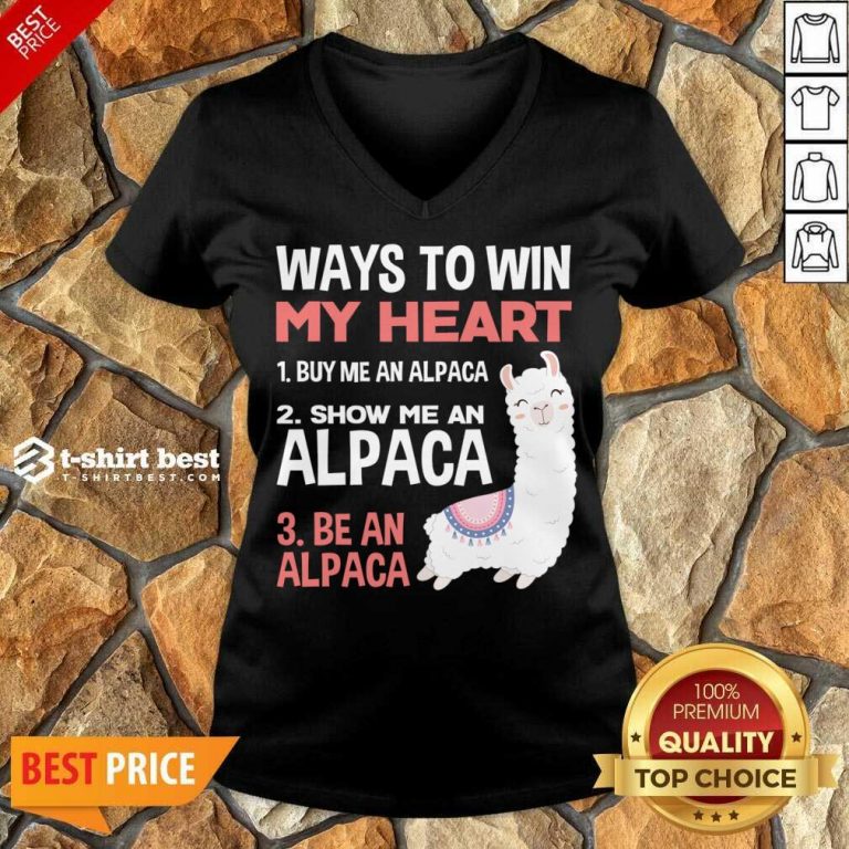llama Alpaca Heart Love Animals Sweet Children V-neck - Design By 1tees.com
