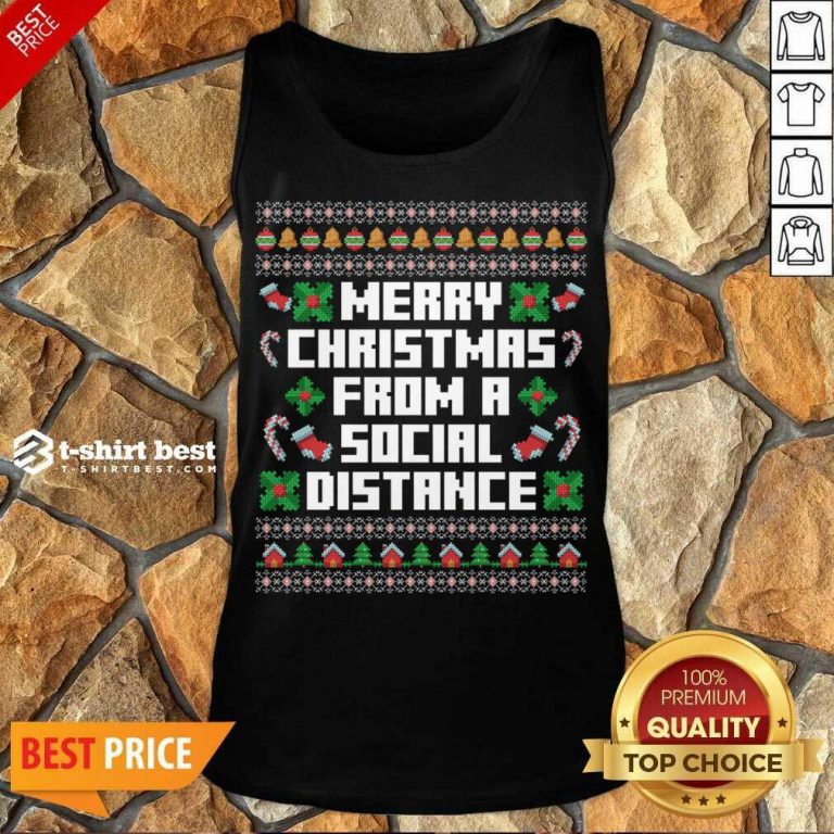 Merry Christmas From A Social Distance Tank Top - Design By 1tees.com