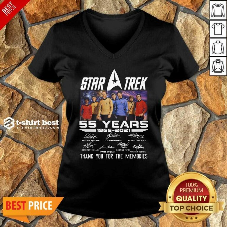 Star Trek 55 Years 1966 2021 Thank You For The Memories Signatures V-neck - Design By 1tees.com