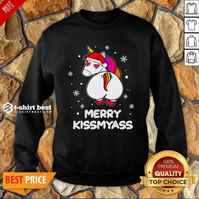 Unicorn Merry Kissmyass Ugly Christmas Sweatshirt - Design By 1tees.com