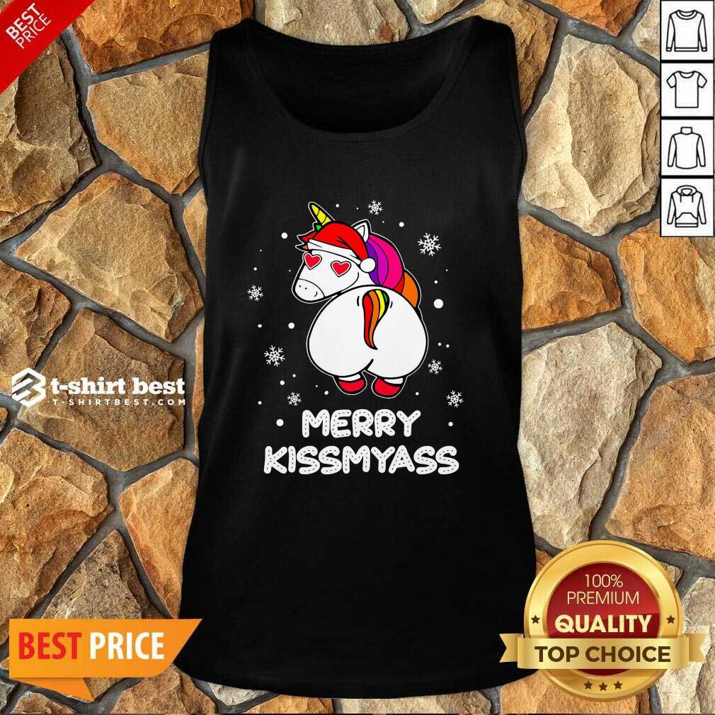 Unicorn Merry Kissmyass Ugly Christmas Tank Top - Design By 1tees.com