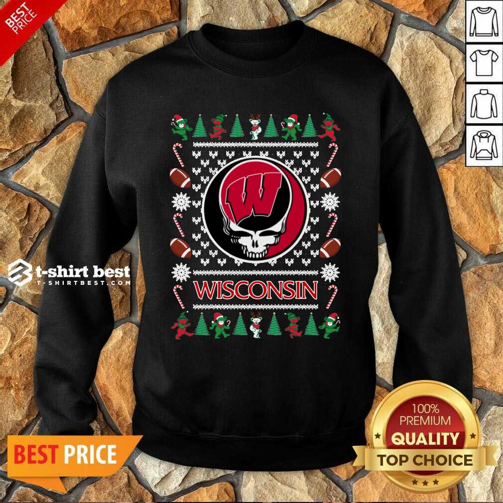 Wisconsin Badgers Grateful Dead Ugly Christmas Sweatshirt - Design By 1tees.com