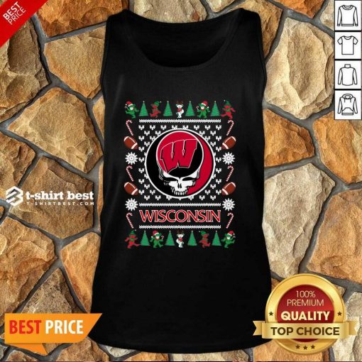 Wisconsin Badgers Grateful Dead Ugly Christmas Tank Top - Design By 1tees.com