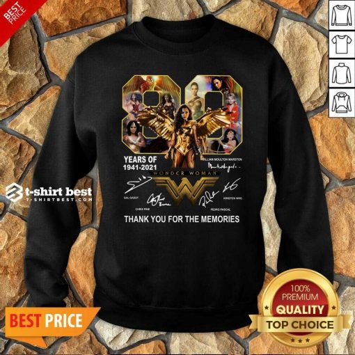 80 Years Of Wonder Woman Thank You For The Memories Sweatshirt - Design By 1tees.com