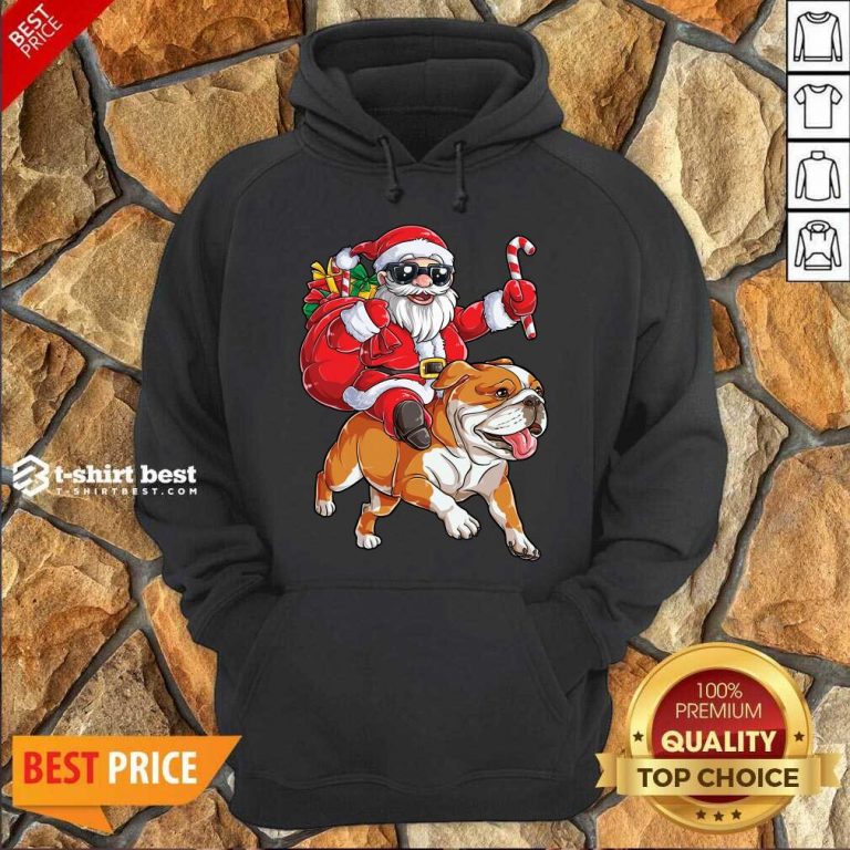 Claus Riding Bulldog Merry Christmas Hoodie - Design By 1tees.com