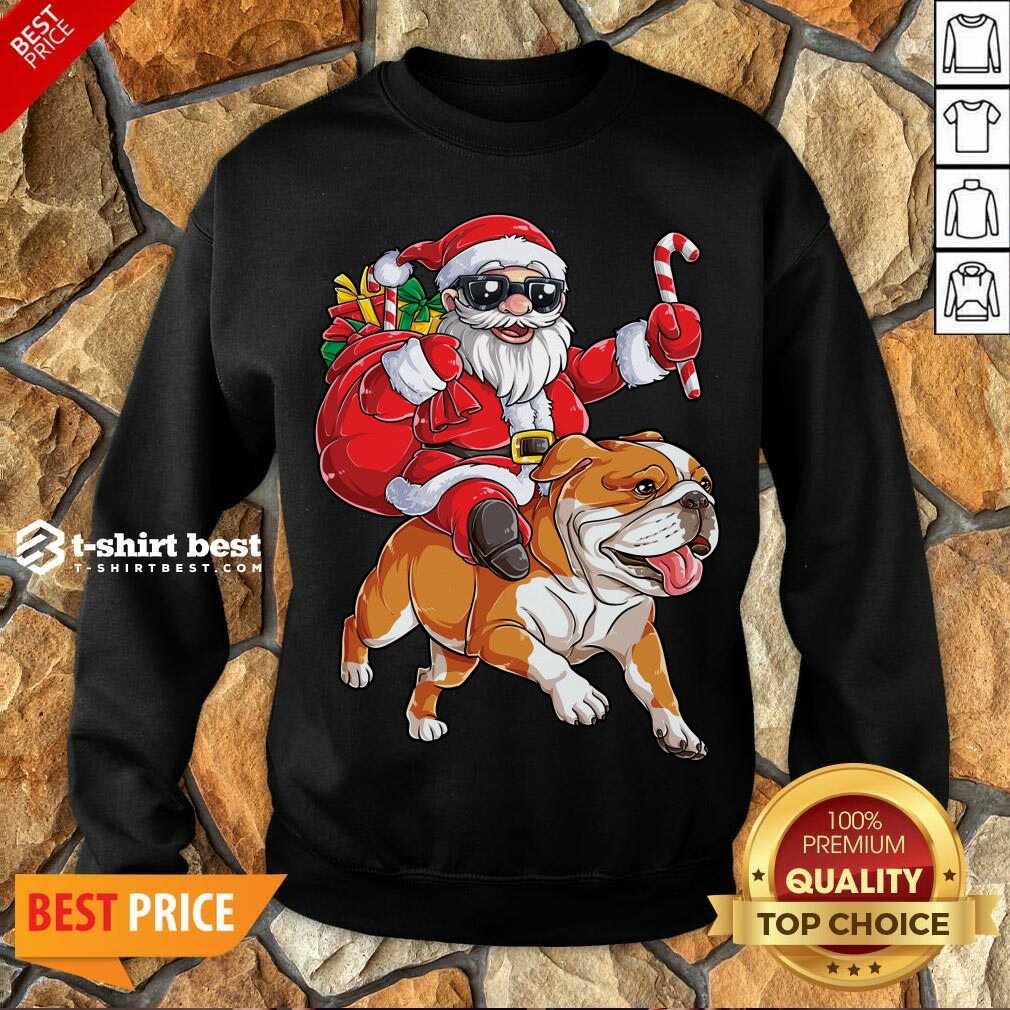 Claus Riding Bulldog Merry Christmas Sweatshirt - Design By 1tees.com