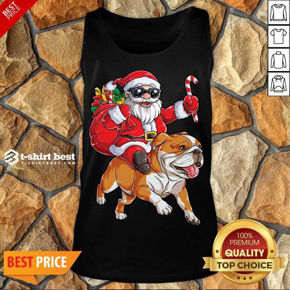 Claus Riding Bulldog Merry Christmas Tank Top - Design By 1tees.com