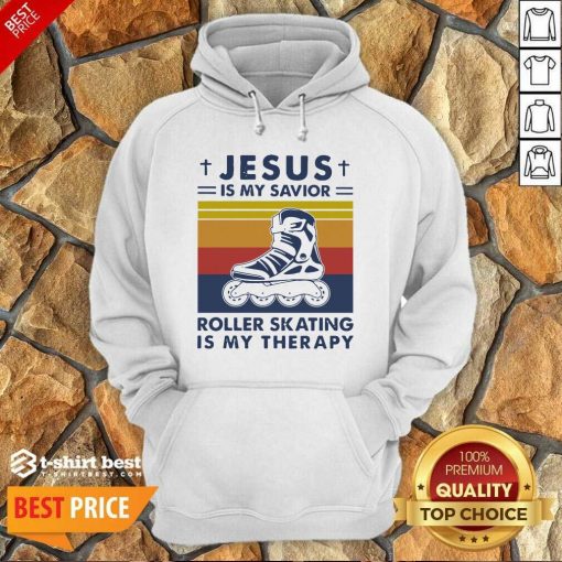 Jesus Is My Savior Roller Skating Is My Therapy Vintage Hoodie - Design By 1tees.com