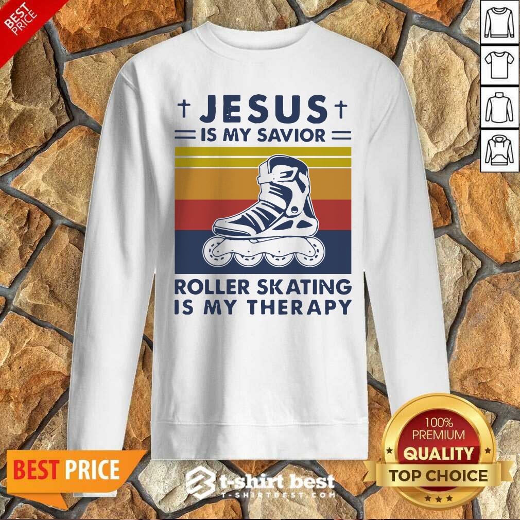 Jesus Is My Savior Roller Skating Is My Therapy Vintage Sweatshirt - Design By 1tees.com