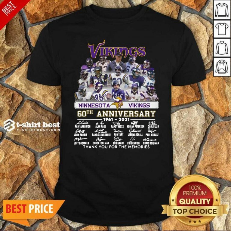 Minnesota Vikings 60th Anniversary Thank You For The Memories Signatures Shirt - Design By 1tees.com