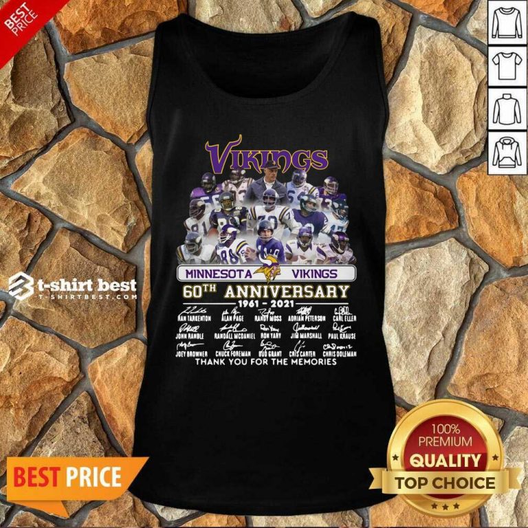 Minnesota Vikings 60th Anniversary Thank You For The Memories Signatures Tank Top - Design By 1tees.com