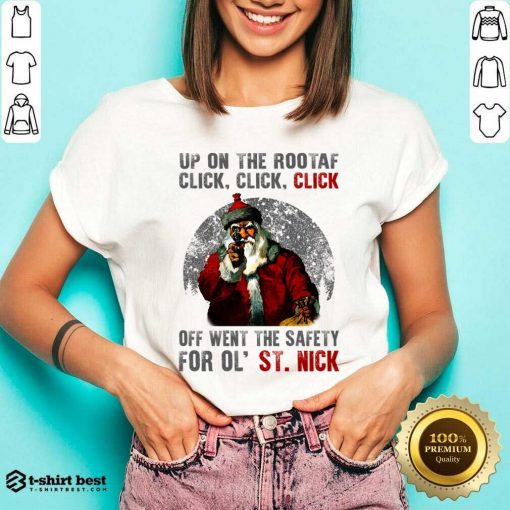 Up On The Rooftop Funny Santa Claus V-neck - Design By 1tees.com
