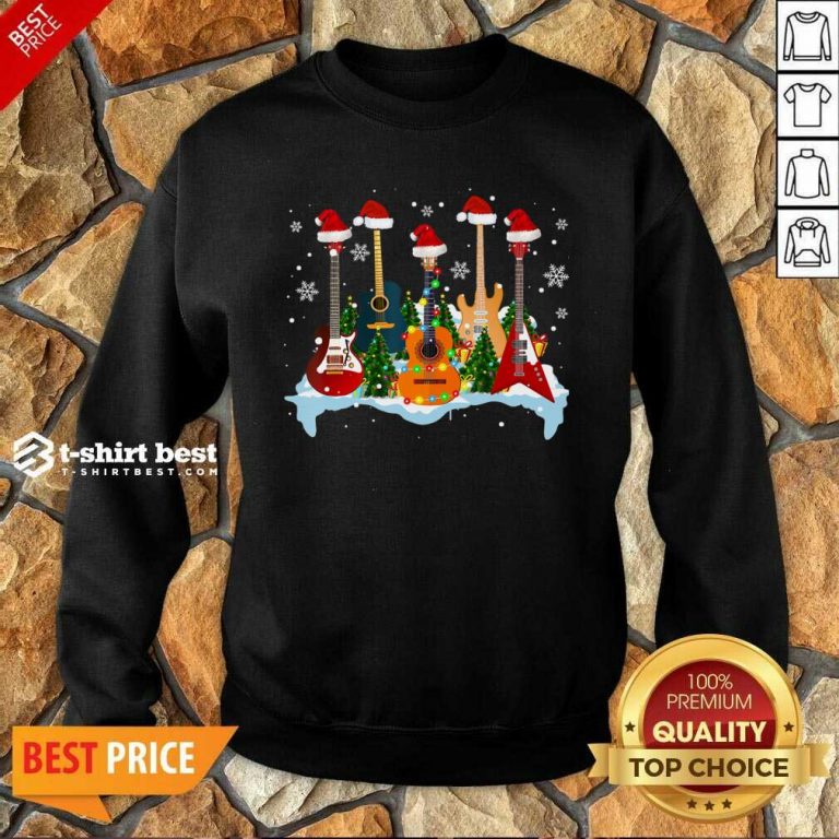 Guitar Hat Santa Merry Christmas 2020 Sweatshirt - Design By 1tees.com