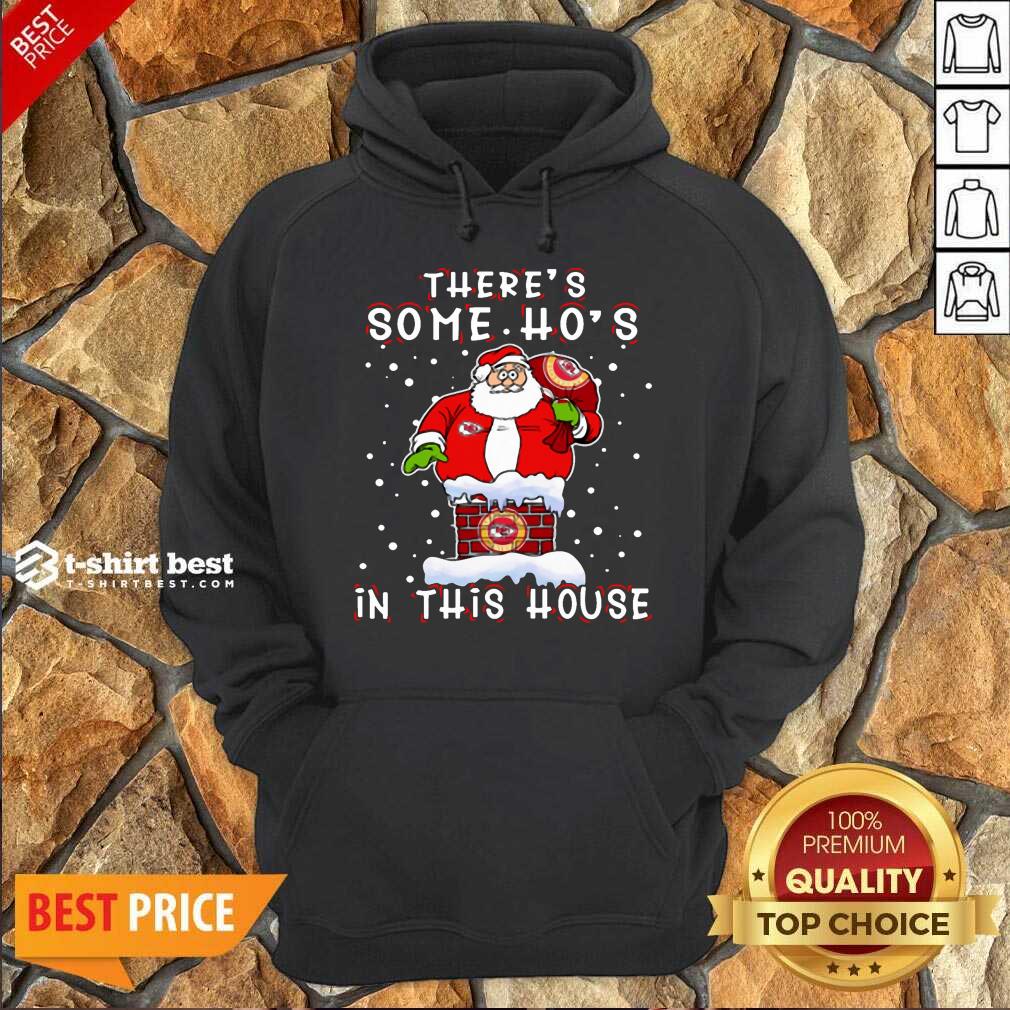 Official Kansas City Chiefs Christmas There Is Some Hos In This House Santa Stuck In The Chimney NFL Youth Hoodie - Design By 1tees.com