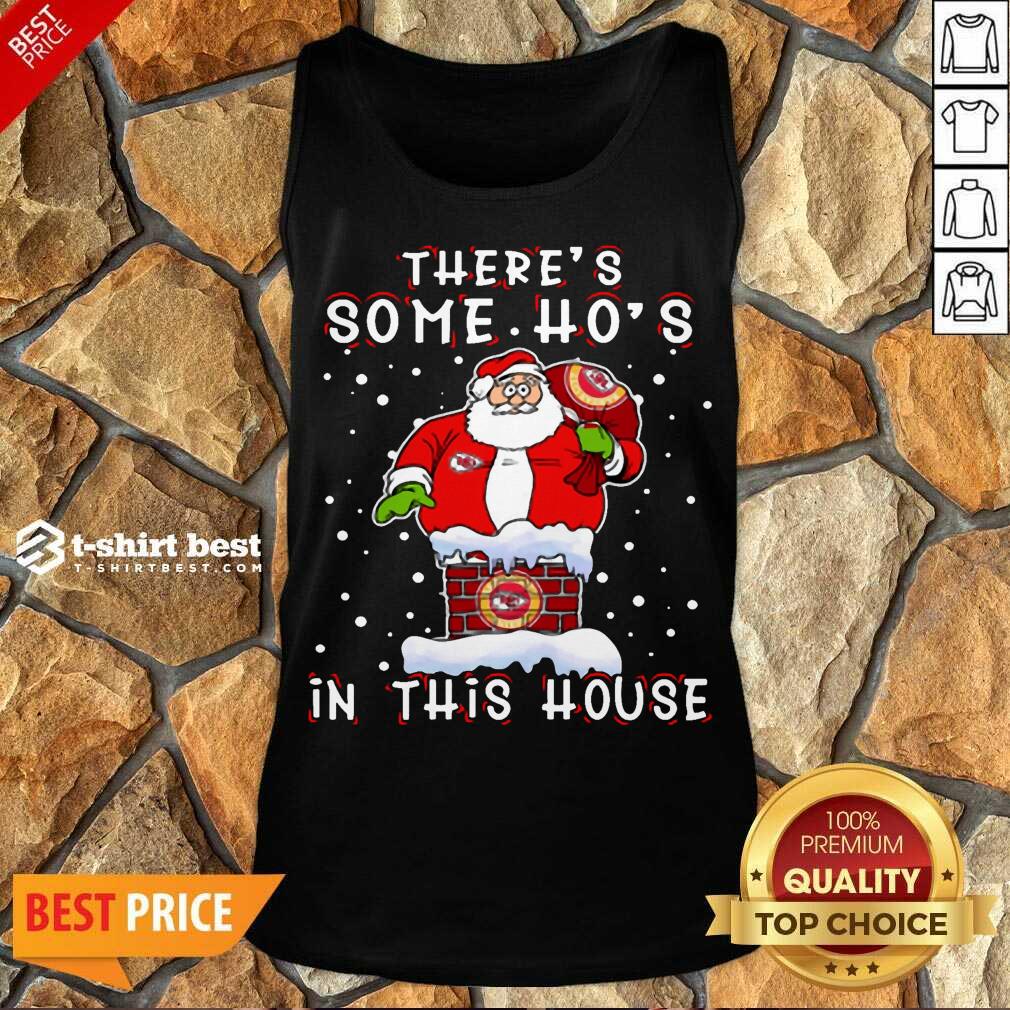 Kansas City Chiefs Christmas There Is Some Hos In This House Santa Stuck In The Chimney NFL Youth Tank Top - Design By 1tees.com
