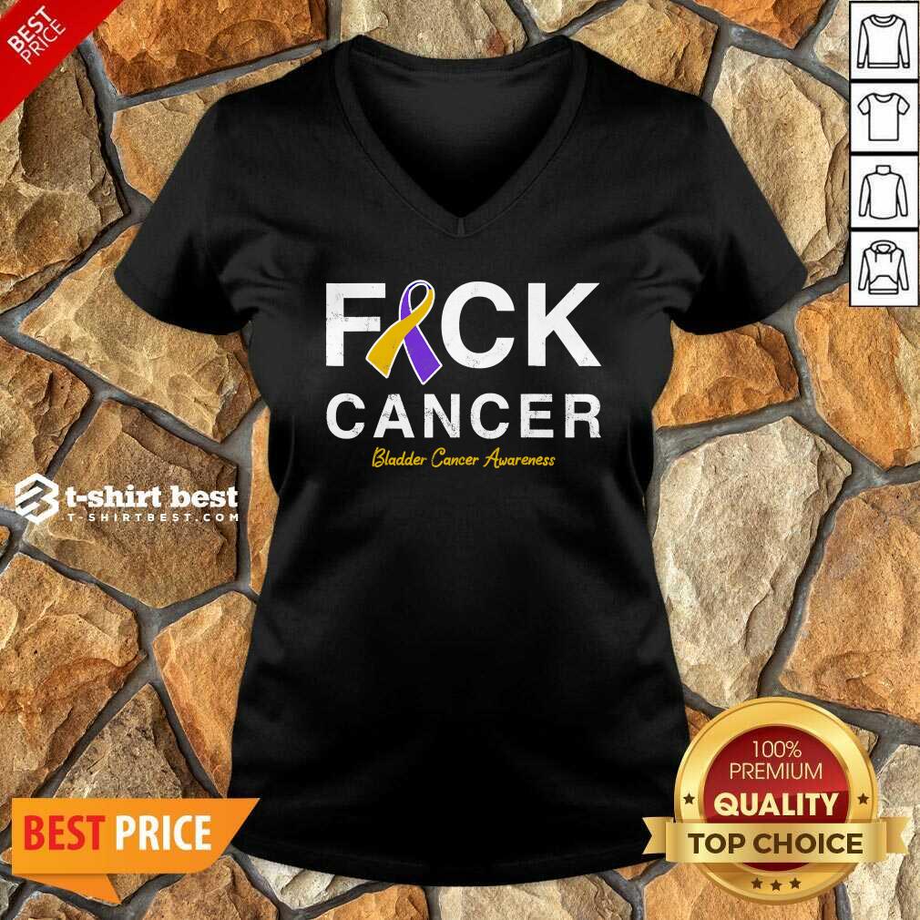 Raise Support Bladder Ribbon Cancer Awareness Pun V-neck - Design By 1tees.com