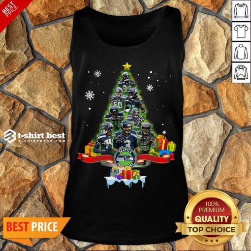 Seattle Seahawks Player Signatures Christmas Tree Tank Top - Design By 1tees.com