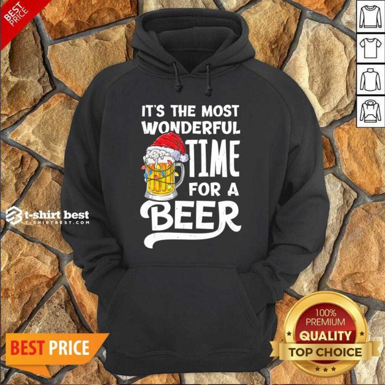 Beer Hat Santa It’s The Most Wonderful Time For A Hoodie - Design By 1tees.com