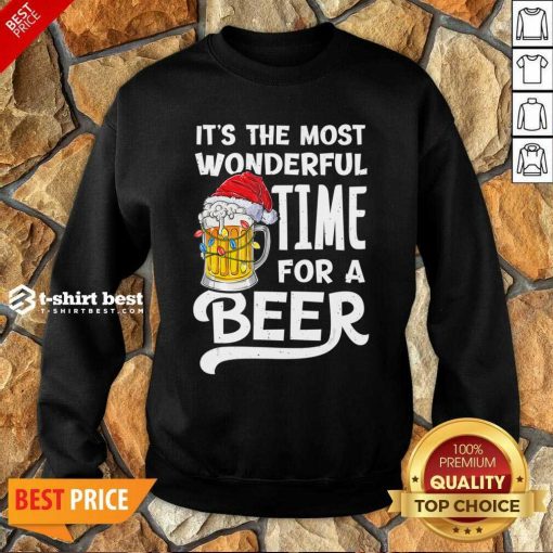 Beer Hat Santa It’s The Most Wonderful Time For A Sweatshirt - Design By 1tees.com