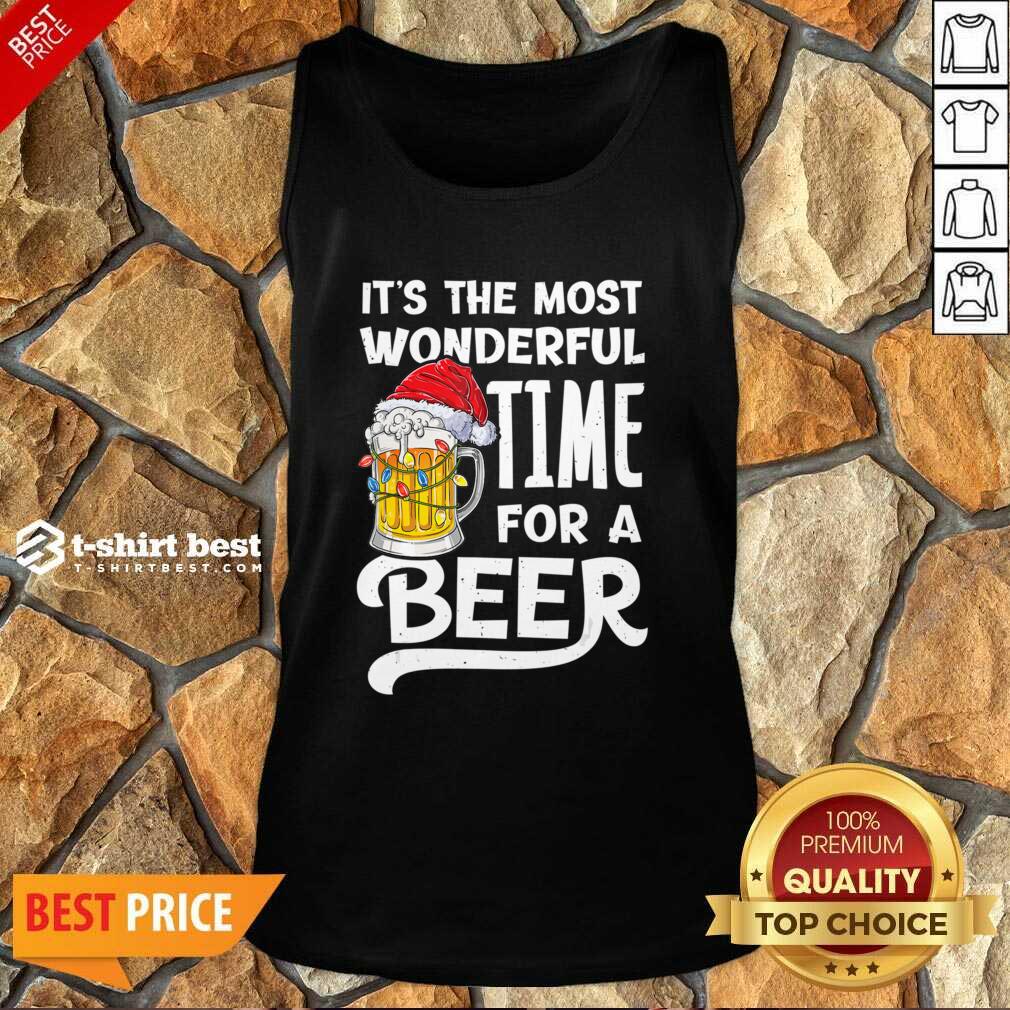 Beer Hat Santa It’s The Most Wonderful Time For A Tank Top - Design By 1tees.com