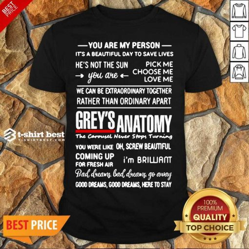Original Grey’s Anatomy You Are My Person He’s Not The Sun Shirt - Design By 1tees.com