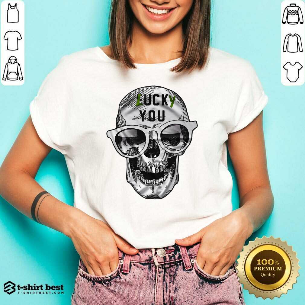 Skull Lucky You Fuck You V-neck - Design By 1tees.com