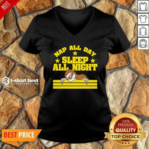 Sloth Nap All Day, Sleep All Night V-neck - Design By 1tees.com