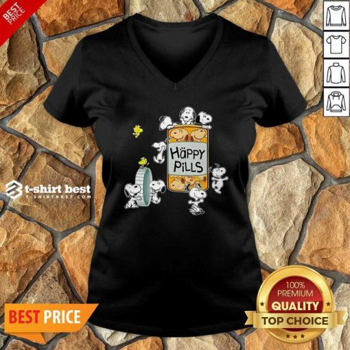 Snoopy And Woodstock Happy Pills V-neck - Design By 1tees.com