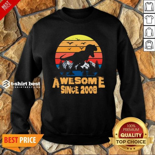 Vintage Since 2008 13 Year Old 13th Birthday Gift For Dinosaur Boy Sweatshirt - Design By 1tees.com