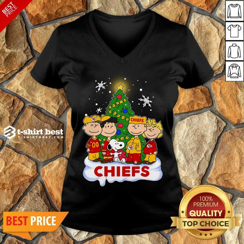 Snoopy The Peanuts Kansas City Chiefs Christmas V-neck - Design By 1tees.com