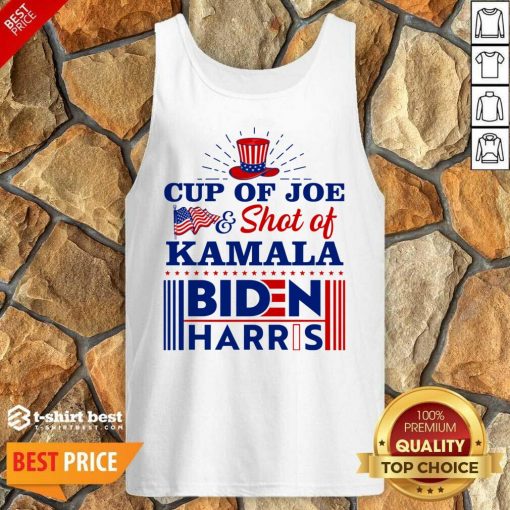 American Flag Cup Of Joe And Shot Of Kamala Biden Harris Tank Top - Design By 1tees.com