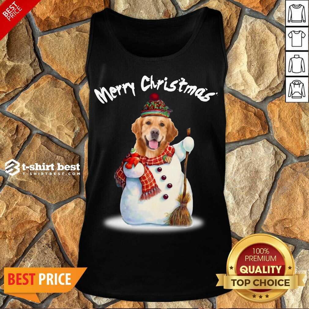 Merry Christmas Snow Golden Retriever Tank Top - Design By 1tees.com