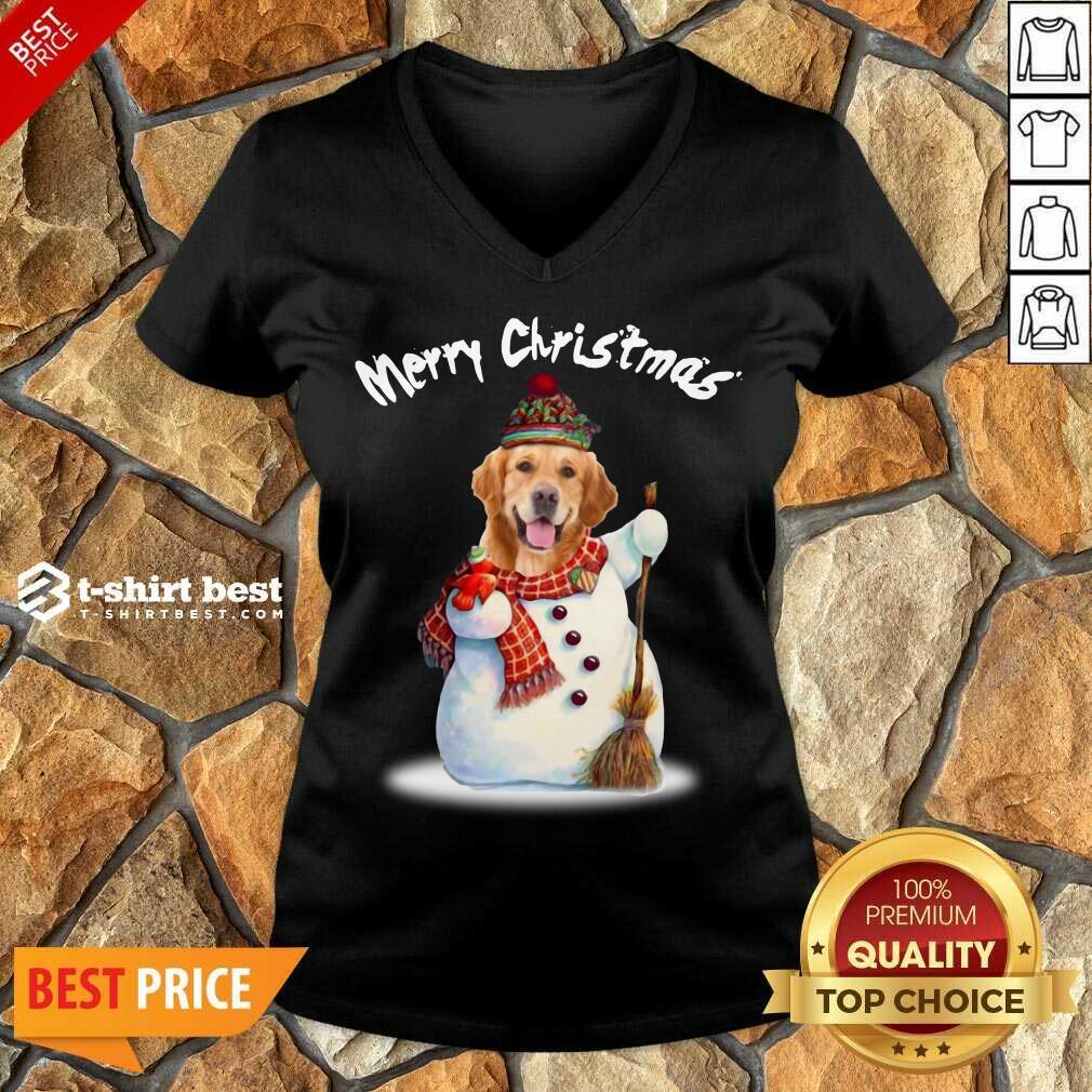 Merry Christmas Snow Golden Retriever V-neck - Design By 1tees.com