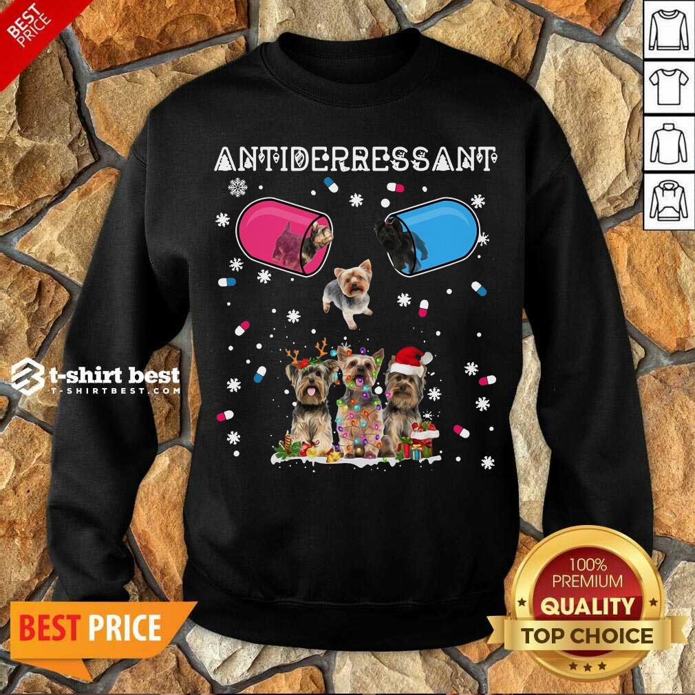 Yorkshire Terrier Antidepressant Ugly Christmas Sweatshirt - Design By 1tees.com