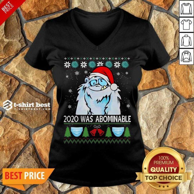 2020 Was Abominable Ugly Merry Christmas V-neck - Design By 1tees.com