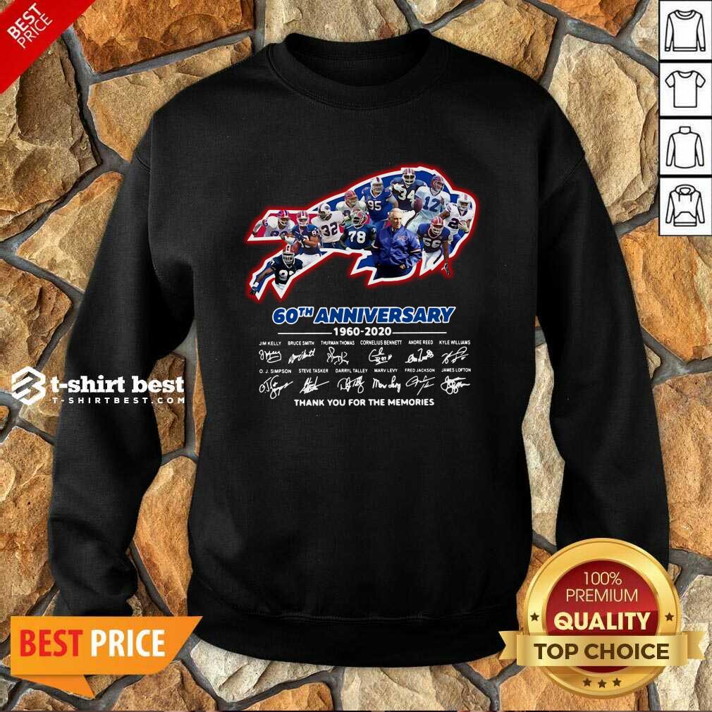  Buffalo Bills 60th Anniversary 1960 2020 Thank You For The Memories Signatures Sweatshirt - Design By 1tees.com