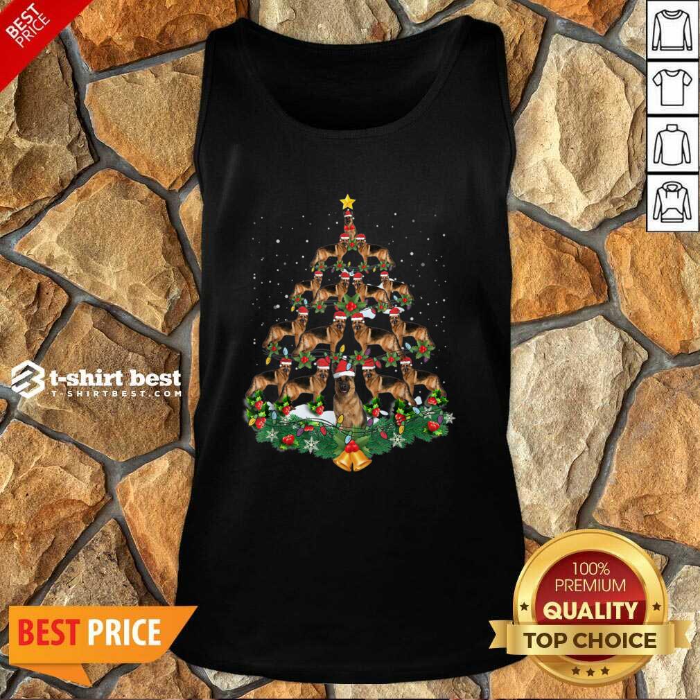 German Shepherd Dog Christmas Tree Tank Top - Design By 1tees.com