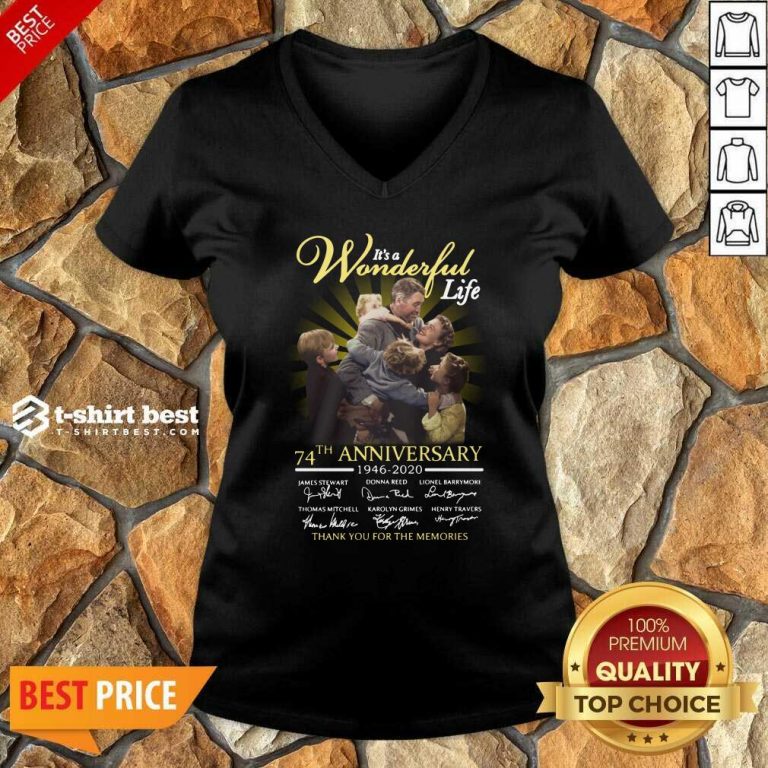 It’s A Wonderful Life 74th Anniversary 1946 2020 Thank You For The Memories Signatures V-neck - Design By 1tees.com