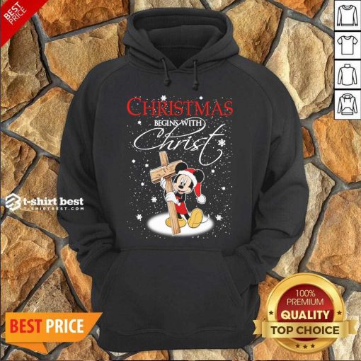 Mickey Mouse Christmas Begins With Christ Hoodie - Design By 1tees.com