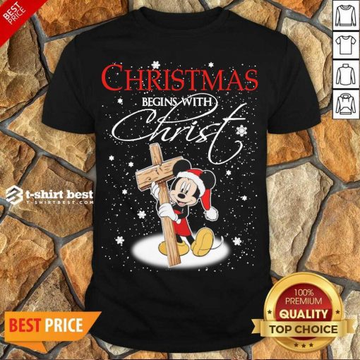 Top Mickey Mouse Christmas Begins With Christ Shirt - Design By 1tees.com