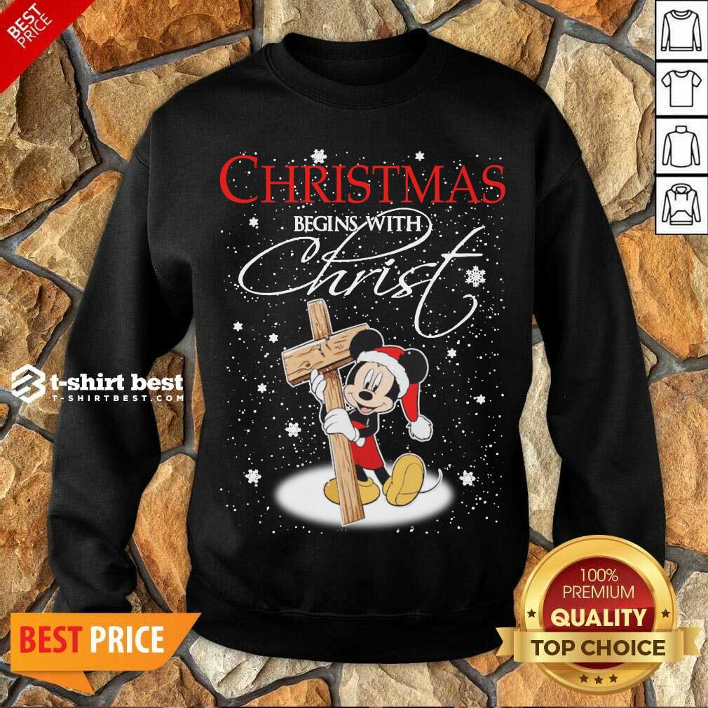 Mickey Mouse Christmas Begins With Christ Sweatshirt - Design By 1tees.com