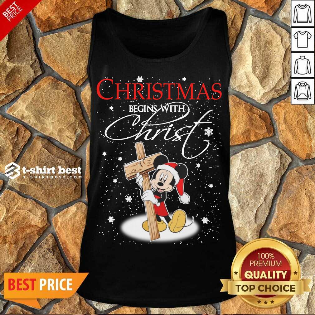 Mickey Mouse Christmas Begins With Christ Tank Top - Design By 1tees.com