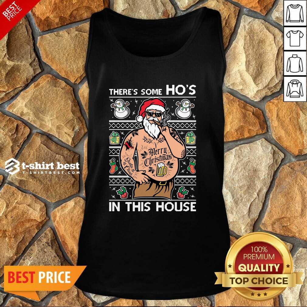 Santa Wap There’s Some Ho’s In This House Ugly Christmas Tank Top - Design By 1tees.com