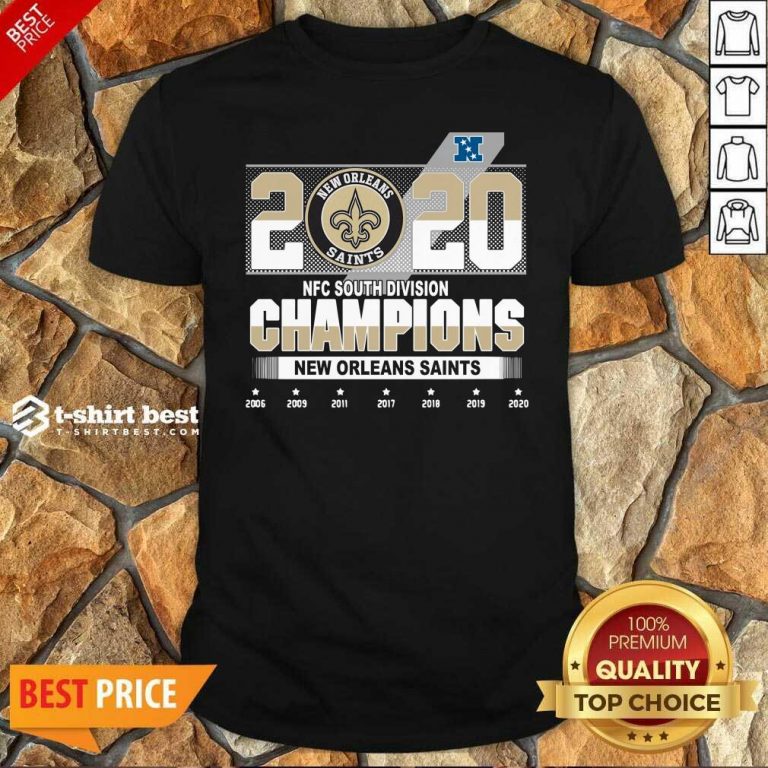 2020 Afc North Division Champions New Orleans Saints 2008 2009 2011 2017 Shirt - Design By 1tees.com