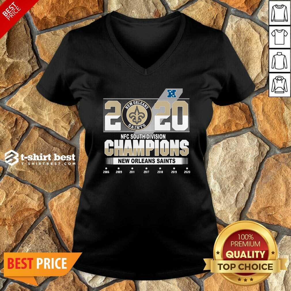 2020 Afc North Division Champions New Orleans Saints 2008 2009 2011 2017 V-neck - Design By 1tees.com