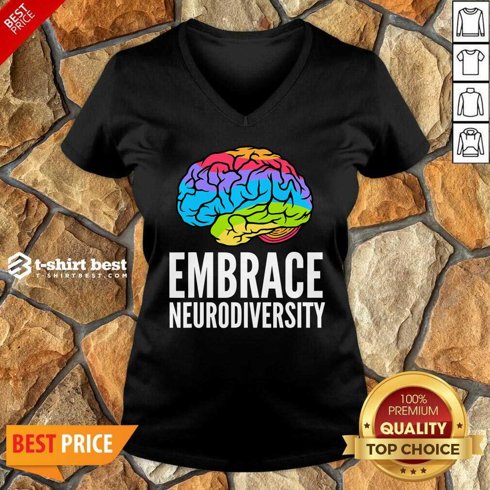 Embrace Neurodiversity Brain Adhd Autism Asd Awareness V-neck - Design By 1tees.com